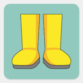 Adesivo Quadrado Botas de Borracha Amarela para Chuva