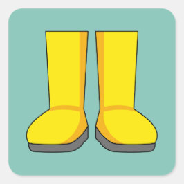 Adesivo Quadrado Botas de Chuva de Borracha Amarela