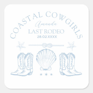 Adesivo Quadrado Botas de Cowgirl Costeira Festa de Solteira Ociden