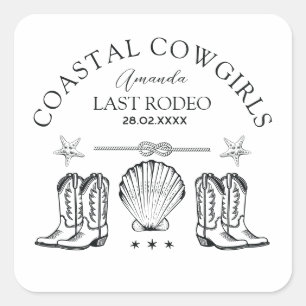 Adesivo Quadrado Botas de Cowgirl Costeira Festa de Solteira Ociden