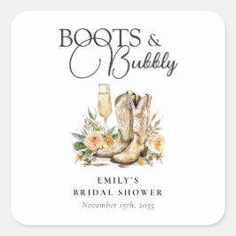 Adesivo Quadrado Botas e Espumante Chá de Noiva Western
