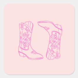 Adesivo Quadrado Botas Rosa de Cowgirl Barbie Solteira