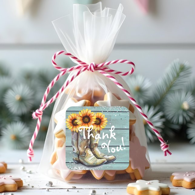 Adesivo Quadrado Botas Rústicas Country Western de Girassol Obrigad (Criador carregado)