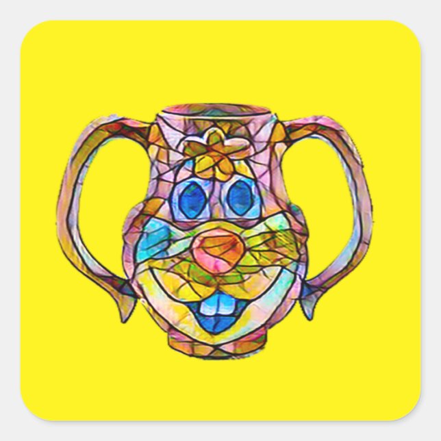 Adesivo Quadrado Botiques de Mug Felizes (Frente)