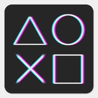 Adesivo Quadrado Botões do Controle Neon Arte Glitch Gamer