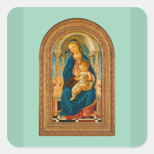 Adesivo Quadrado Botticelli (1445-1510) Madonna & Criança Enthroned