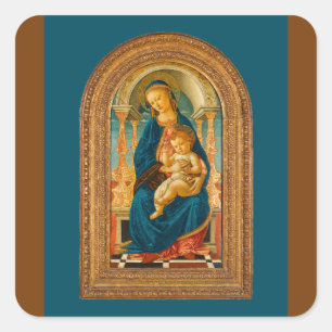 Adesivo Quadrado Botticelli 1445-1510 Madonna e Criança Enthroned