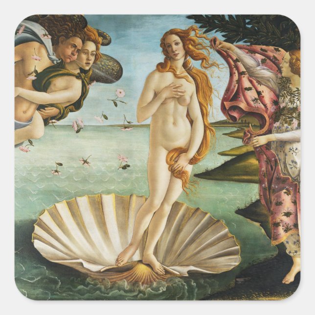 Adesivo Quadrado BOTTICELLI - O nascimento de Vênus 1483 (Frente)