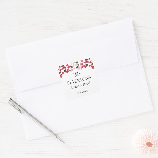 Adesivo Quadrado Bougainvillea Wedding Gifts & Favors Sticker (Envelope)