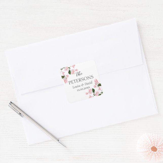 Adesivo Quadrado Bougainvillea Wedding Gifts & Favors Sticker (Envelope)