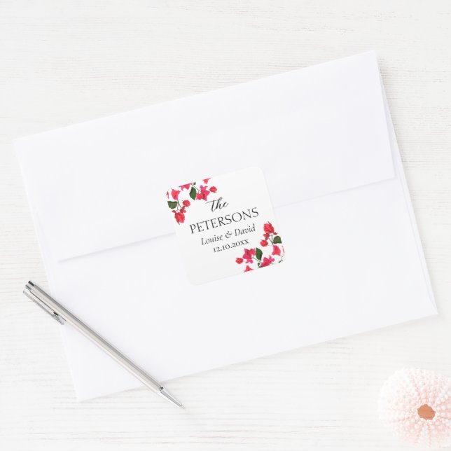 Adesivo Quadrado Bougainvillea Wedding Gifts & Favors Sticker (Envelope)