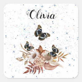 Adesivo Quadrado Bouquet floral blooming garden