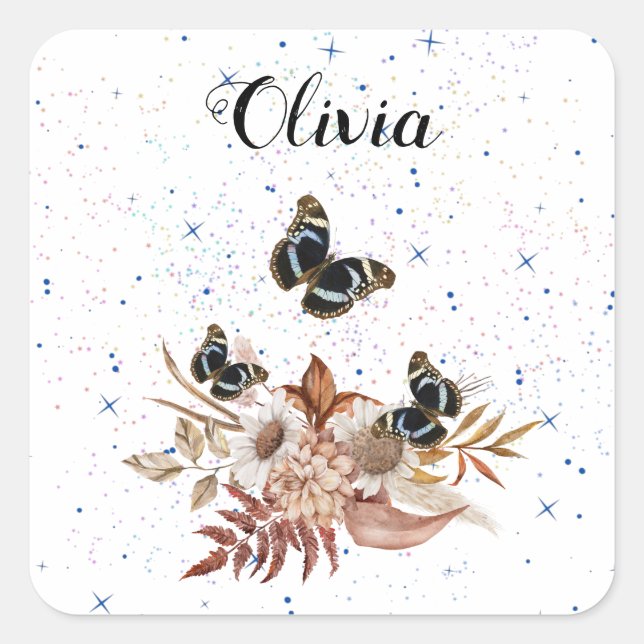 Adesivo Quadrado Bouquet floral blooming garden (Frente)