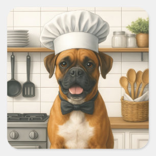 Adesivo Quadrado Boxer Chef Engraçado na Cozinha para Cozinheiros C