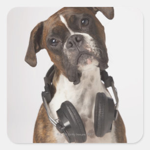 Adesivo Quadrado boxer com fones de ouvido