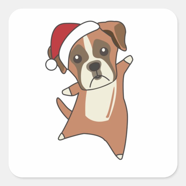 Adesivo Quadrado Boxer Dog Christmas Snow Winter Animals Dogs (Frente)