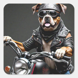 Adesivo Quadrado Boxer Dog on Motorcycle Sticker