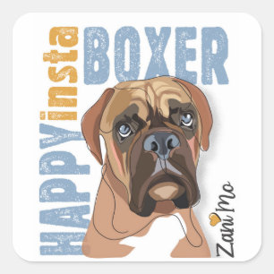 Adesivo Quadrado Boxer Feliz Insta - Zani Mo Dog