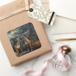 Adesivo Quadrado Boxer Halloween Night Doggy