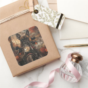 Adesivo Quadrado Boxer Riding Motorcycle Halloween Scary