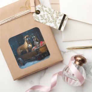 Adesivo Quadrado Boxer Snowy Sleigh Decoração de Natal
