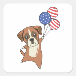 Adesivo Quadrado Boxer Voa Balões USA Cães Doçosos