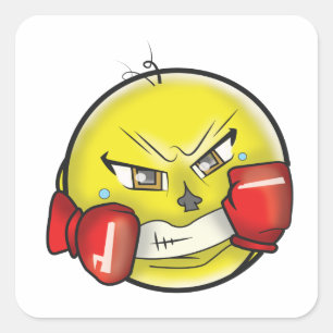 Adesivo Quadrado Boxing Fight Emoji W/ Luvas