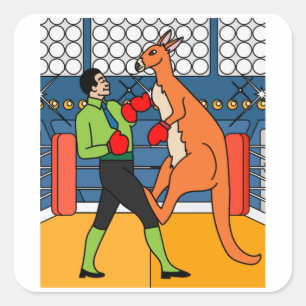 Adesivo Quadrado Boxing Glove Boxing Kangaroo Fighting