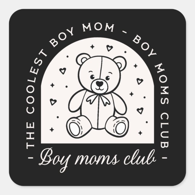 Adesivo Quadrado Boy moms club mother of boys group matching (Frente)