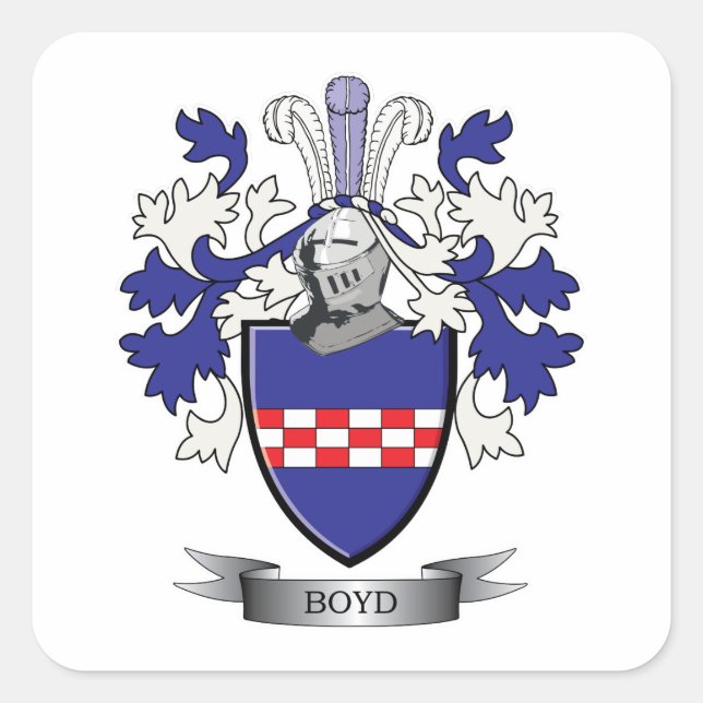Adesivo Quadrado Boyd Family Crest Casaco de Armas (Frente)