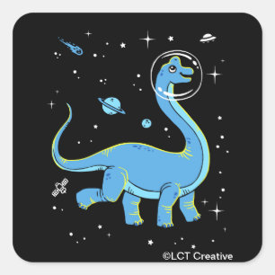 Adesivo Quadrado Brachiosaurus azul Dinos no espaço