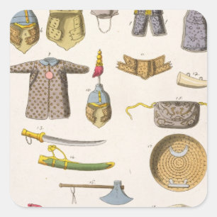 Adesivo Quadrado Braços militares e roupa chineses, ilustração