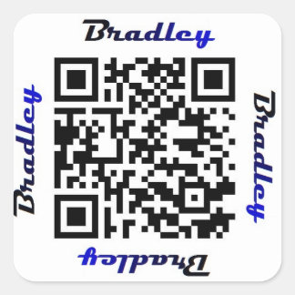 Adesivo Quadrado Brad (Bradley) QR Code Personalised NAME Sticker