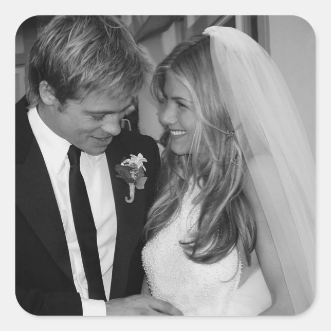 Adesivo Quadrado Brad Pitt & Jennifer Anniston (Frente)