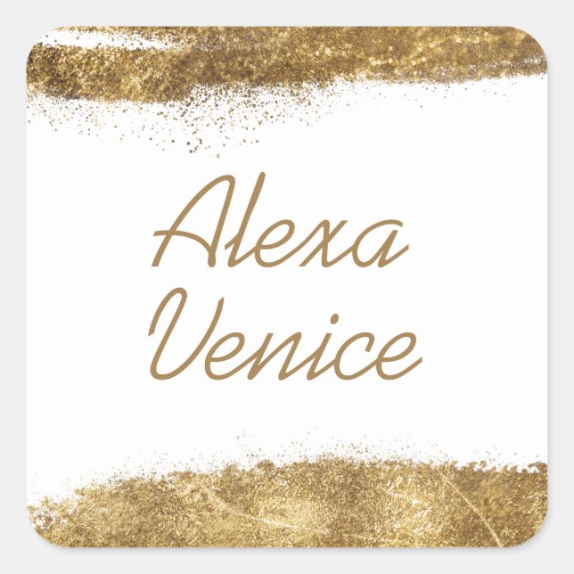 Adesivo Quadrado Branco com Dourado (Frente)