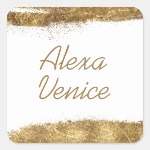 Adesivo Quadrado Branco com Dourado