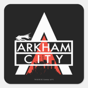Adesivo Quadrado Branco do logotipo da cidade Arkham