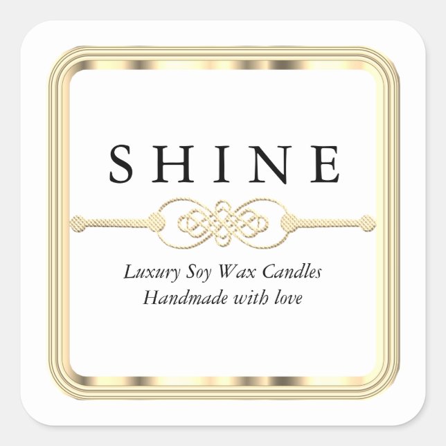 Adesivo Quadrado Branco e Dourado (Frente)