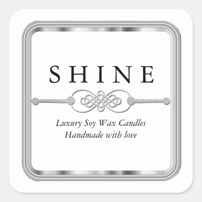 Adesivo Quadrado Branco e Prata (Frente)