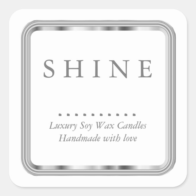 Adesivo Quadrado Branco e Prata (Frente)