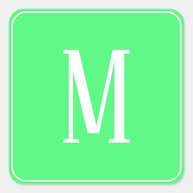 Adesivo Quadrado Branco em Verde Claro com Monogra (Frente)