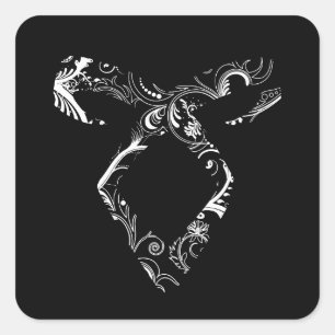 Adesivo Quadrado Branco floral do rune de Shadowhunters