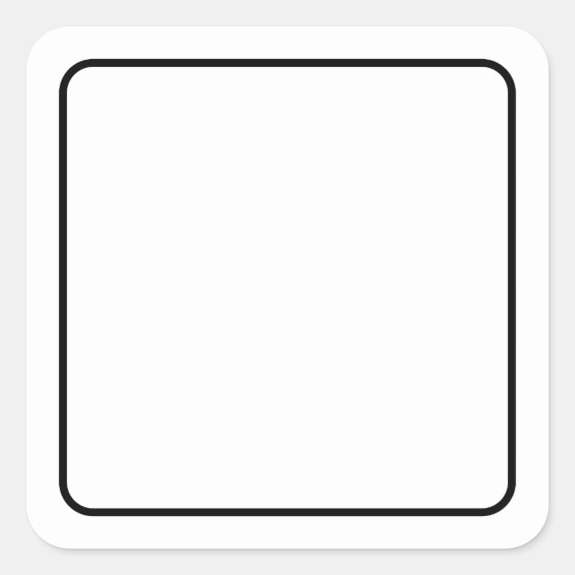 Adesivo Quadrado Branco simples Vazio com borda preta (Frente)