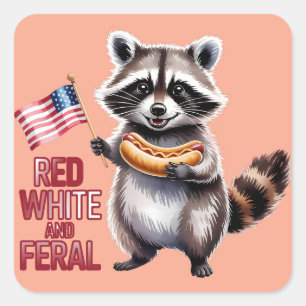 Adesivo Quadrado Branco Vermelho, Feral E Livre