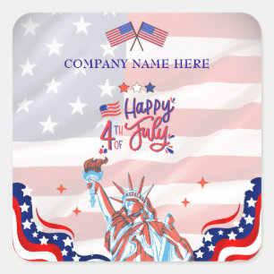 Adesivo Quadrado Branded 4 de julho Mailers & Promo Gifts
