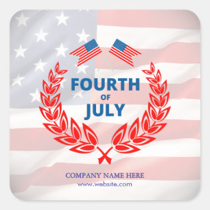 Adesivo Quadrado Branded 4 de julho Mailers & Promo Gifts