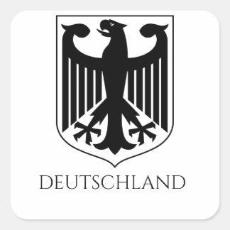 Adesivo Quadrado Brasão de Armas Alemão Deutschland Preto e Branco
