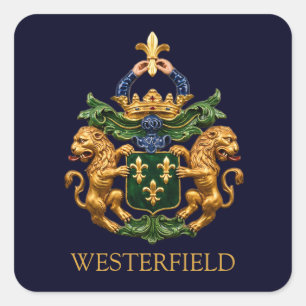 Adesivo Quadrado Brasão de Armas da Família Holandesa Westerfield.