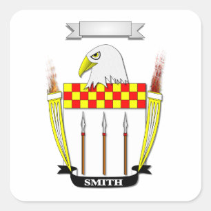 ADESIVO QUADRADO BRASÃO DE ARMAS DA FAMÍLIA SMITH CRESTE E ESCUDO