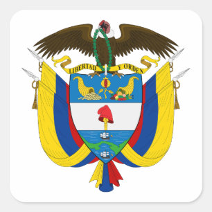 Adesivo Quadrado brasão de armas símbolo emblema bandeira da Colômb